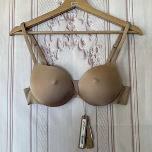 Skims Ultimate Nipple Push-Up Plunge Bra In Clay Size 34B NWT